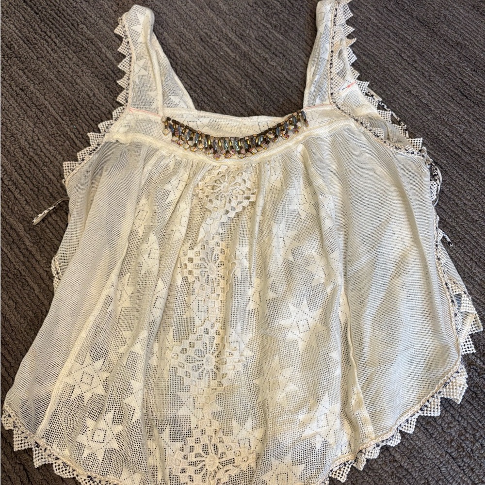 Elegant Cream Lace Women's Top